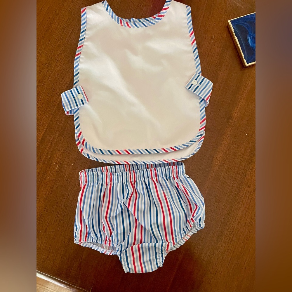 Striped Baby Bib and Bloomers Set